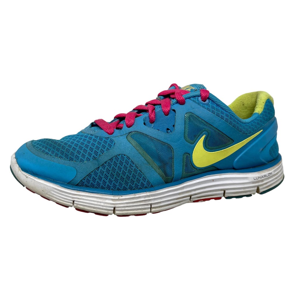 Nike Lunarglide 3 Womens 7 1/2 = Youth 6 Blue Yellow .01:I.5.7